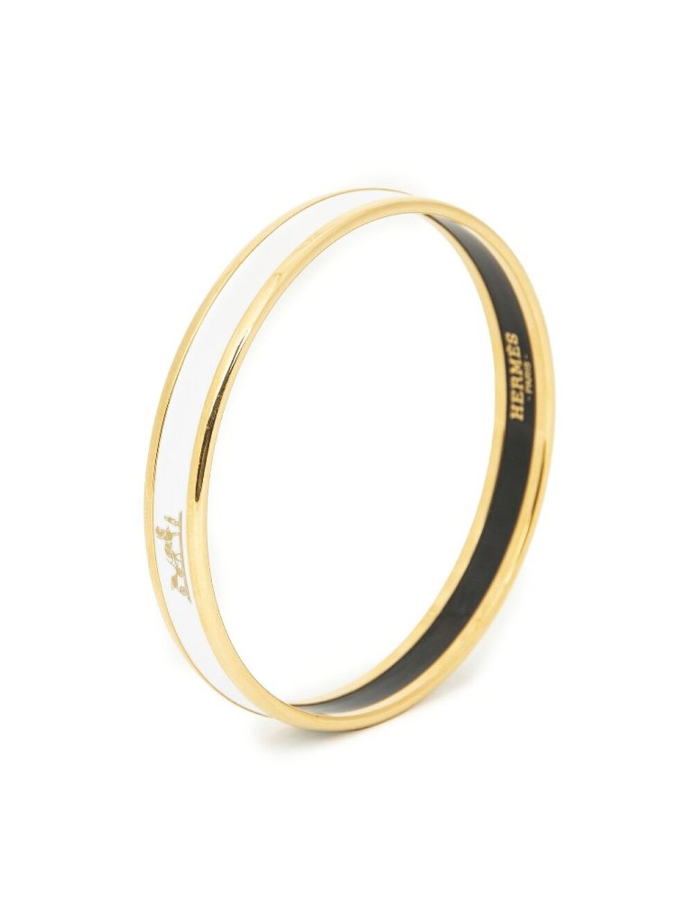 Hermes Enamel Bangle White Gold Carre Motif Bracelet